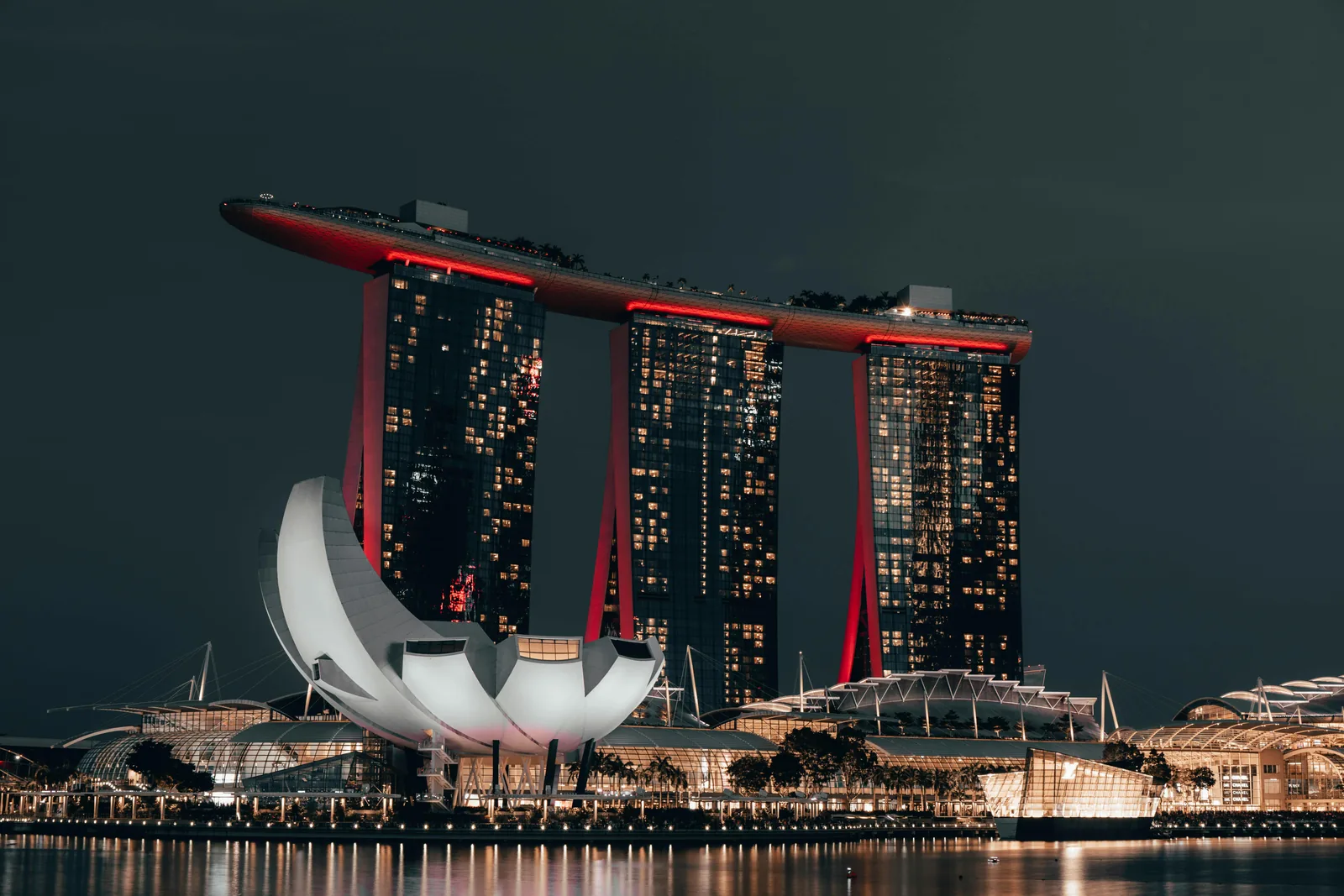Marina Bay Sands et Supertrees illuminés, Singapour